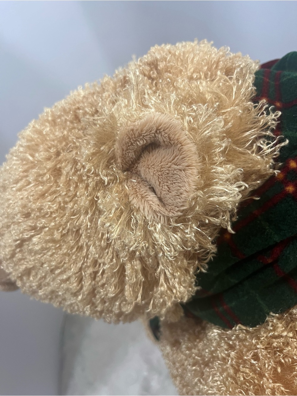 Vintage 90s Rare 30” Holiday Detailed Potbelly Plush Bear with Wide Wool Scarf - Picture 7 of 15